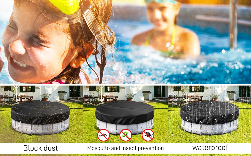 Windproof Circular Pool Cover with Accessories For Ground Pool 21Ft Diameter