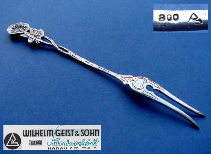 Serving Fork, Rose, Wilhelm Geist & Son, 800 Silver C59