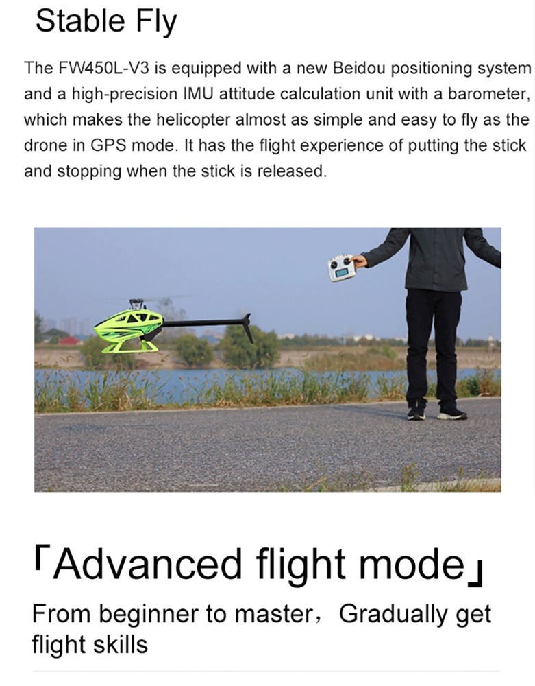 Fly Wing FW450L V3 6CH 3D GPS Automatic Return Hovering Helicopter RTF US Plug