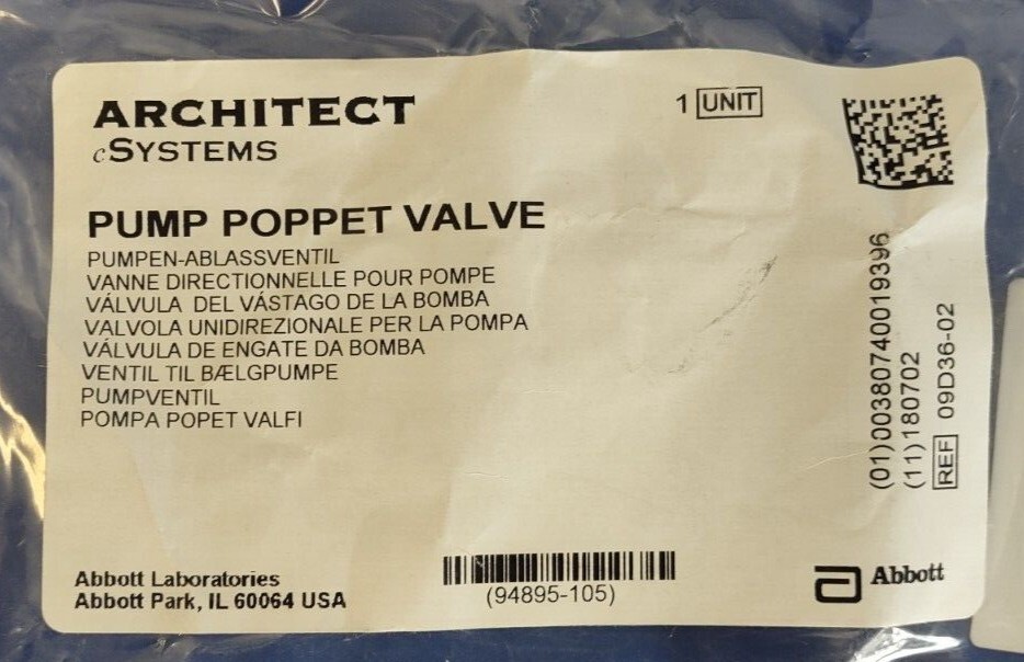 09D3602 Pump Poppet Valve For Architect Systems
