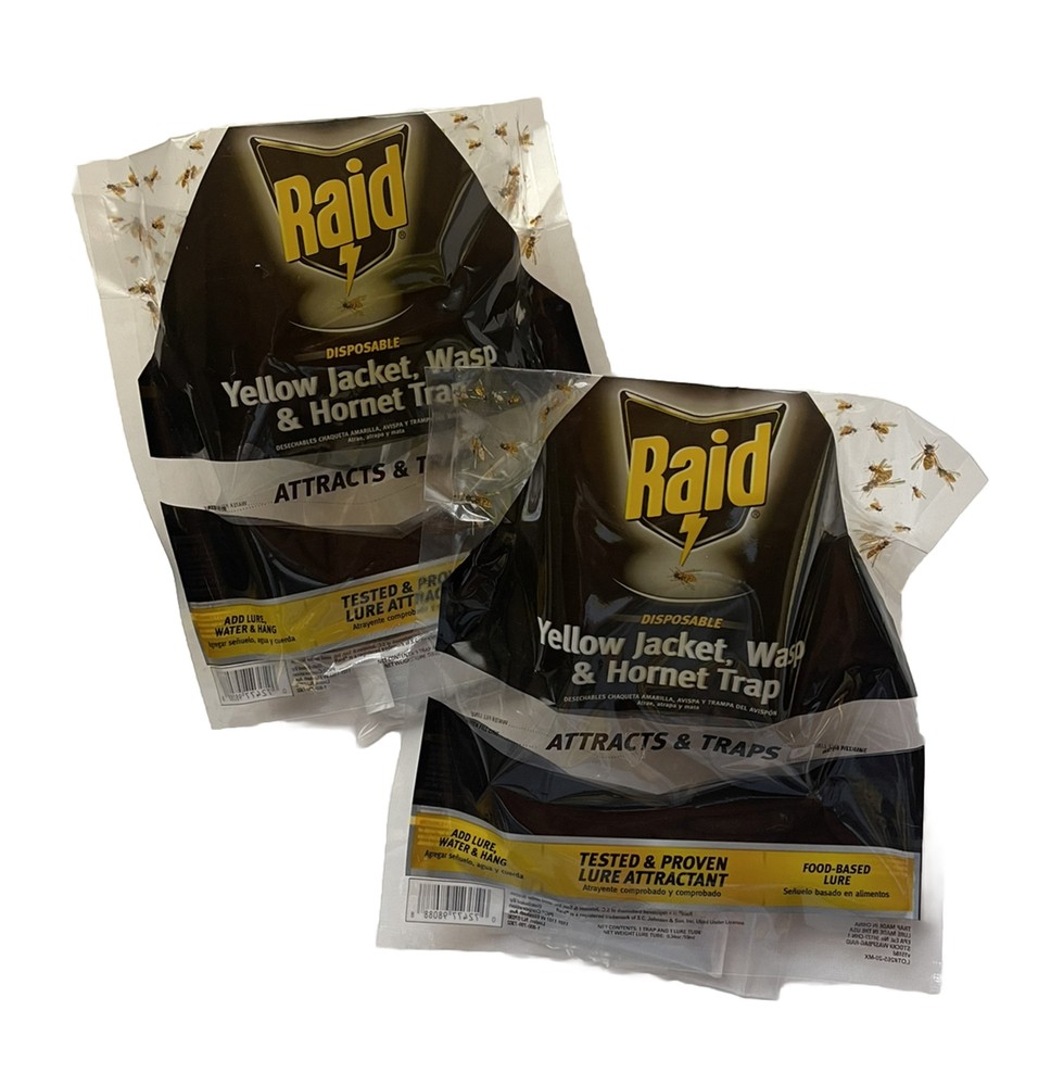 Raid 2 Pack Disposable Traps Yellow Jackets,  Wasps and Hornets