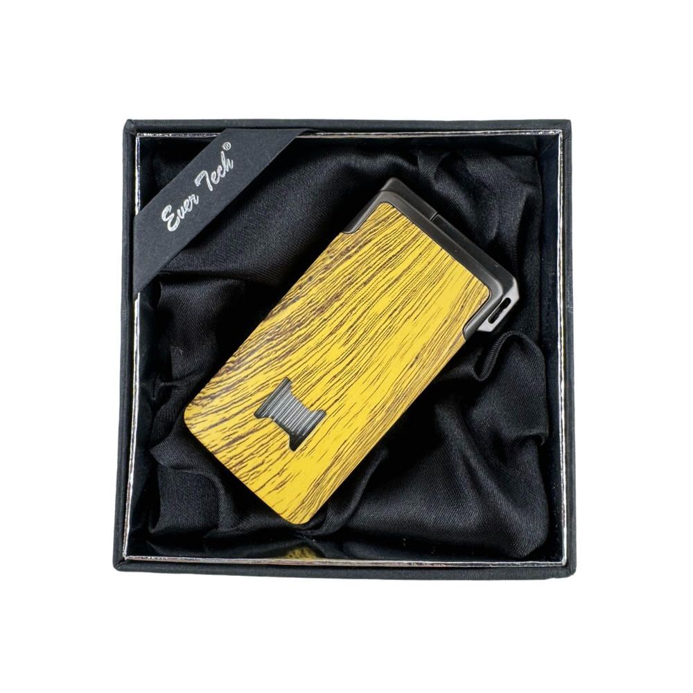 Windproof Dual-Flame Refillable Butane Torch Lighter with Adjustable Jet Wood