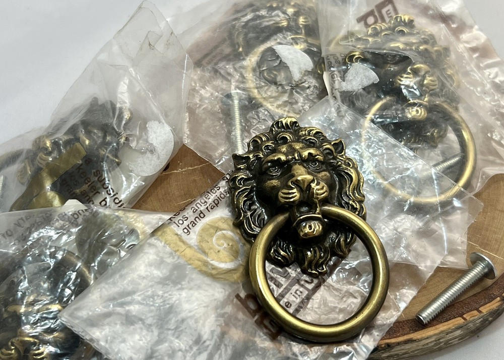 Vintage USA Lion Head Cabinet Hardware Design Metal Pull Knobs Handle Pulls 5pcs