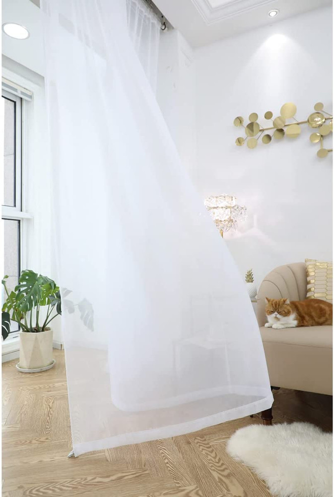 Window Sheer Curtains Clear Transparent Basic Rod Pocket Panel 2 Panels 84"X104"