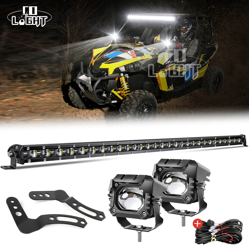 Roof 32" LED Light Bar Mount Brackets + 3'' Pods Kit For Polaris RZR XP 1000 900