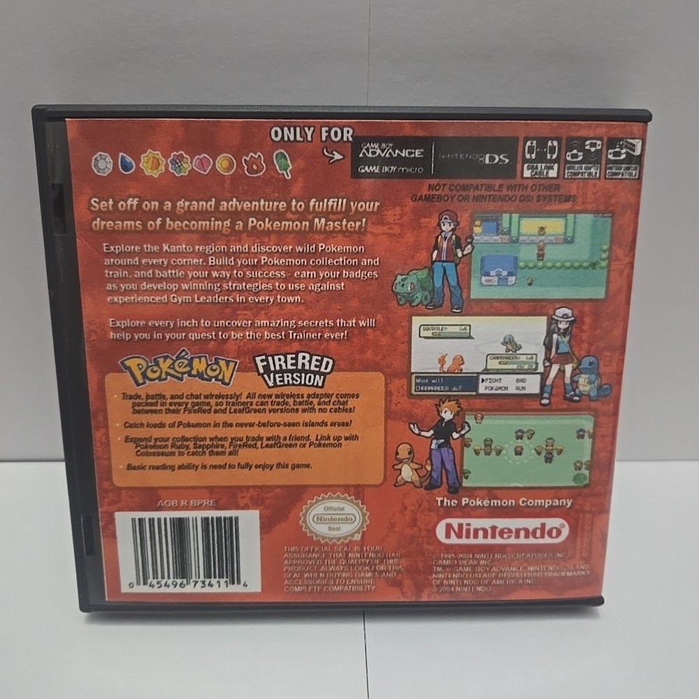 Replacement Case For Pokemon Fire Red Version Nintendo GameBoy Advance