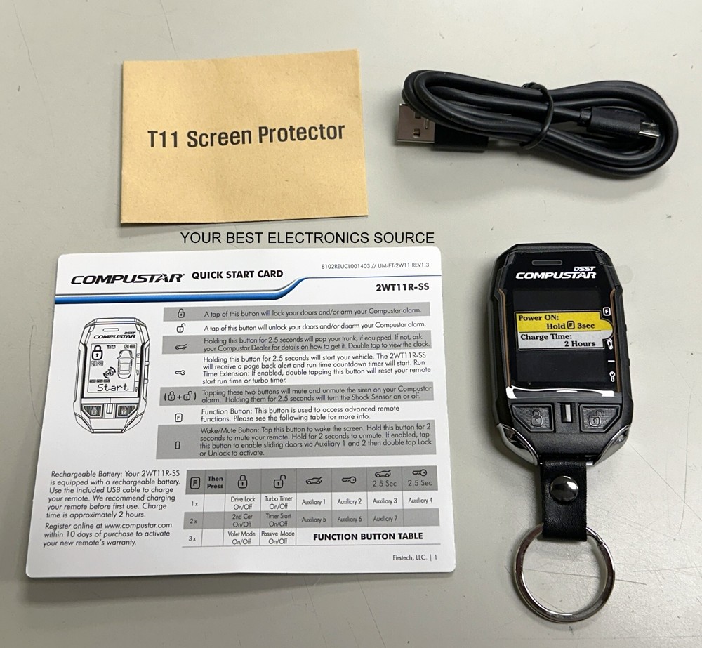 NEW Firstech Compustar 2WT11R-SS Remote KeyFob for Remote Start VASRCD500-2WLR