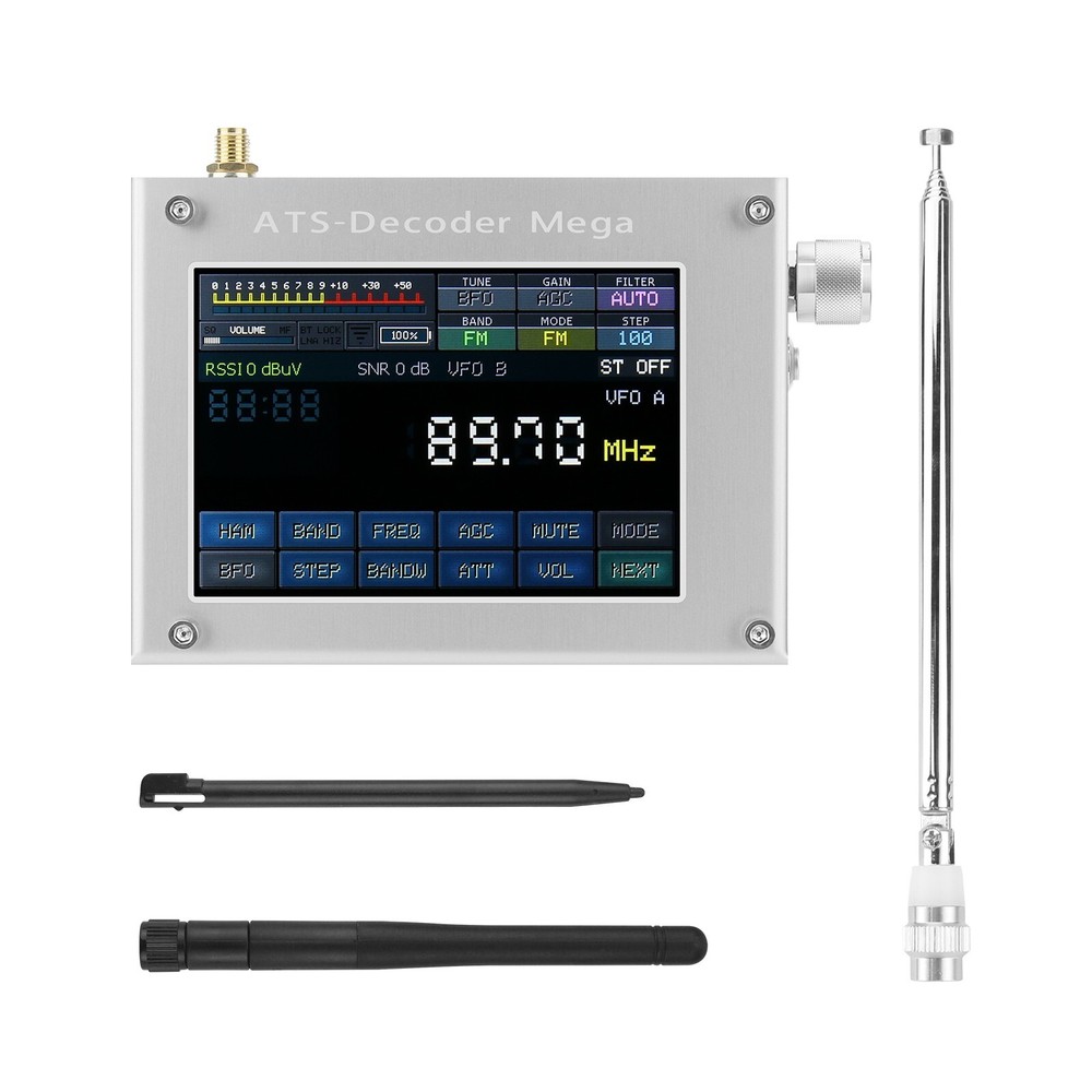 ATS-Decoder Mega SDR Radio AM FM DIGI Receiver Upgraded w/4"Color Screen HAMGEEK