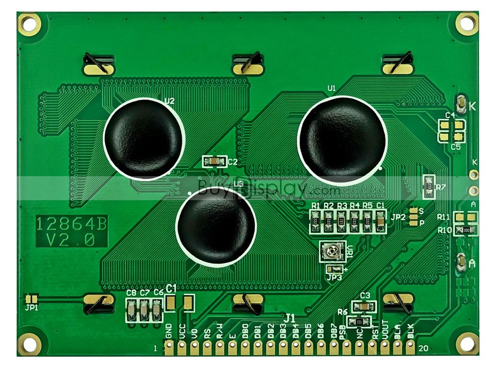 12864 128x64 Blue Graphic LCD Module Display,ST7920 Controller,Serial Interface