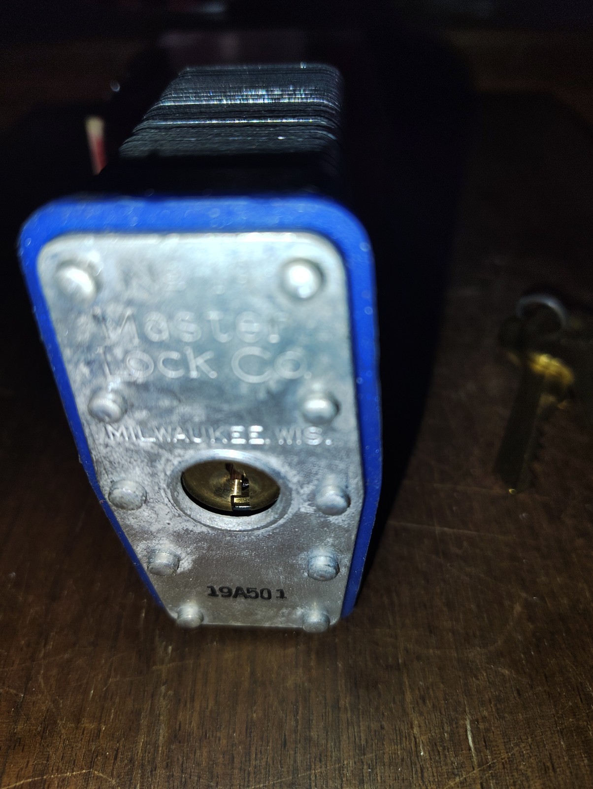 MASTER LOCK #19 Vintage Master lock and Co. No 19 Super Security. Blue bumper