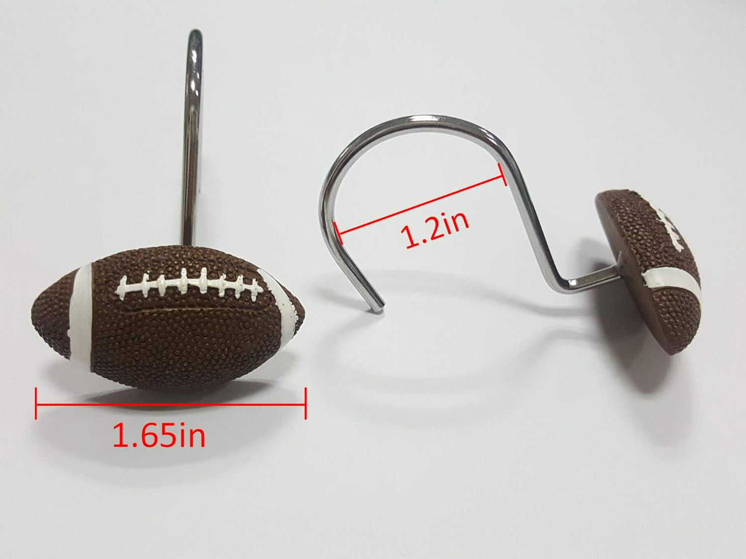 Football-Themed Shower Curtain Hooks for Boys - Set of 12 Decorative Rings