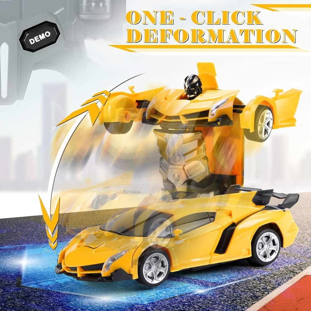 Coche teledirigido Dolanus, robot transformable, amarillo
