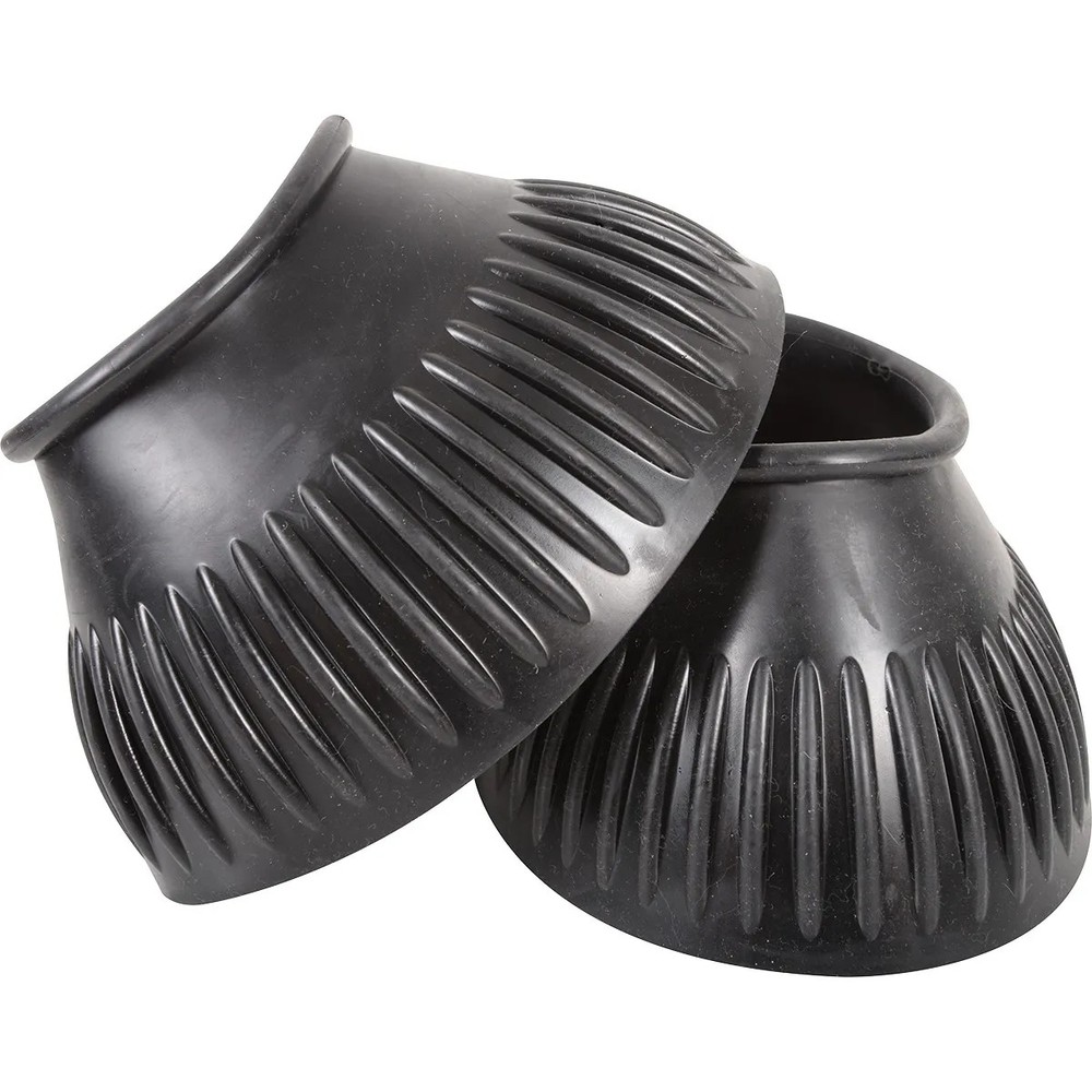 Classic Equine Rubber Pull-On Bell Boots - Black - Double Thick Bottom -