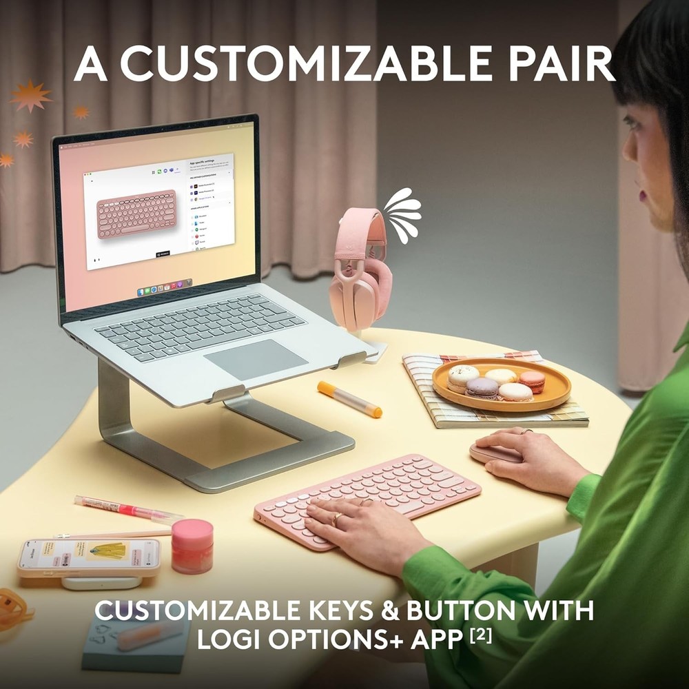 Logitech Pebble 2 Slim Bluetooth Combo Wireless Keyboard & Mouse PC / MAC Pink