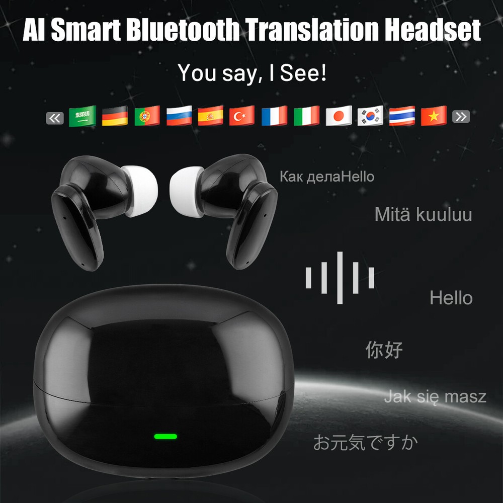 Wireless Bluetooth Translator Earbuds Real-Time Translator Device 144 Languages