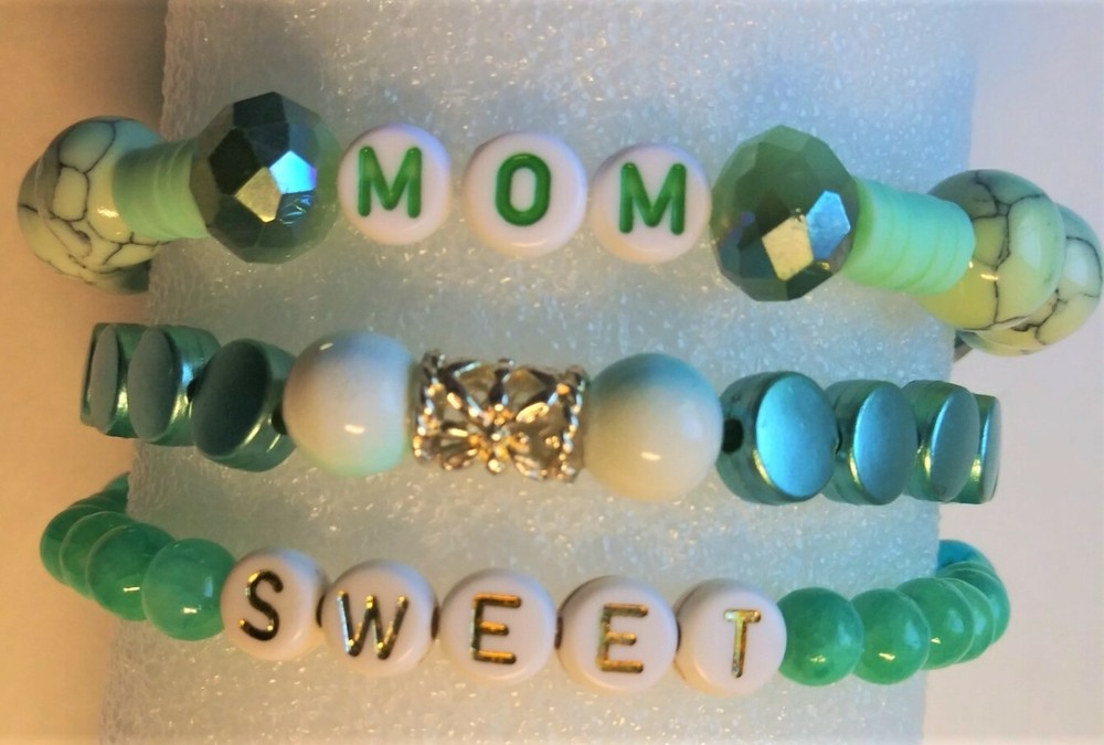 Sweet Mom Stretchy Bracelet Stack and Key Ring