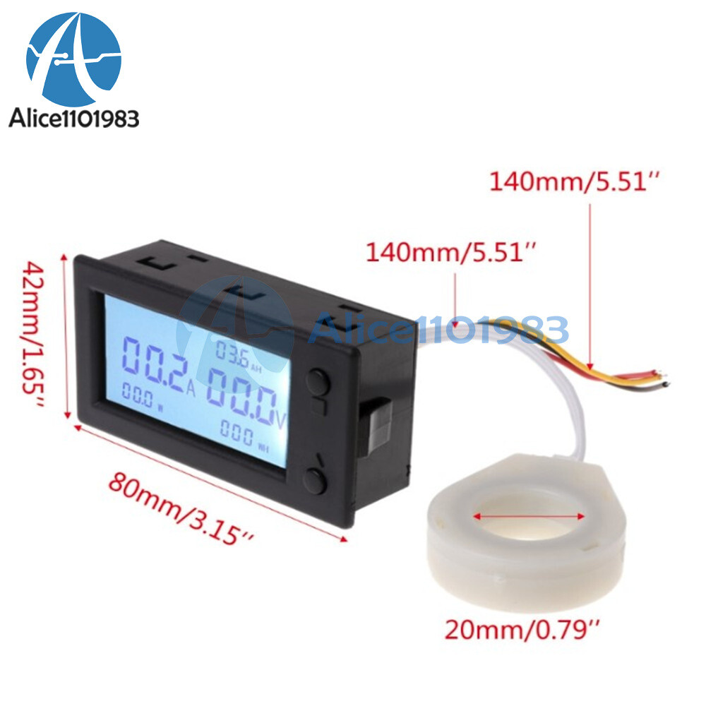 DC 0-300V 50A/100/200/400A LCD Hall Effect Coulometer Voltmeter Ammeter Sensor