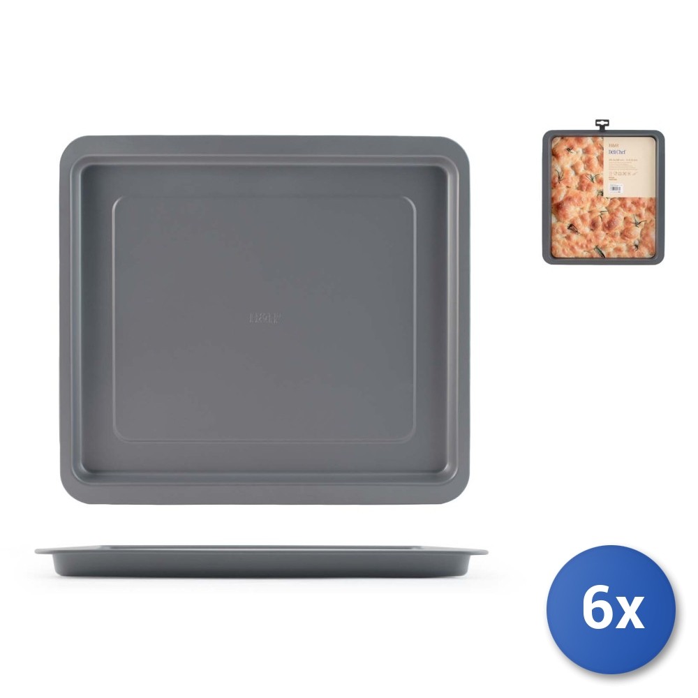 H&H Deli Chef Nonstick Rectangular Aluminum Baking Pan, Gray