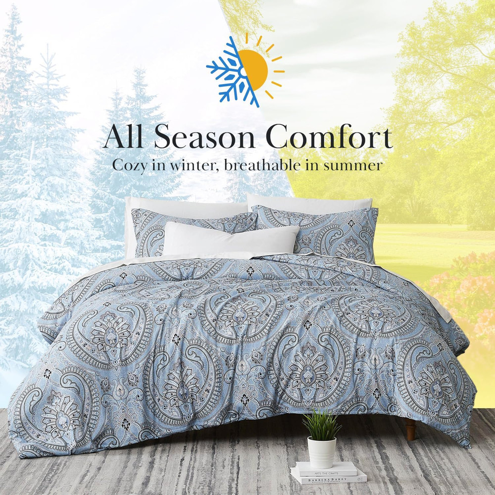Oversized Full/Queen Size Comforter Bedding Set, Boho Paisley Bedding, Full Size