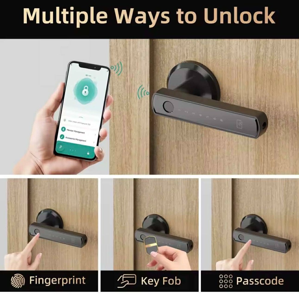 Smart Fingerprint Door Lock Keyless Entry App Control Touchscreen Dead