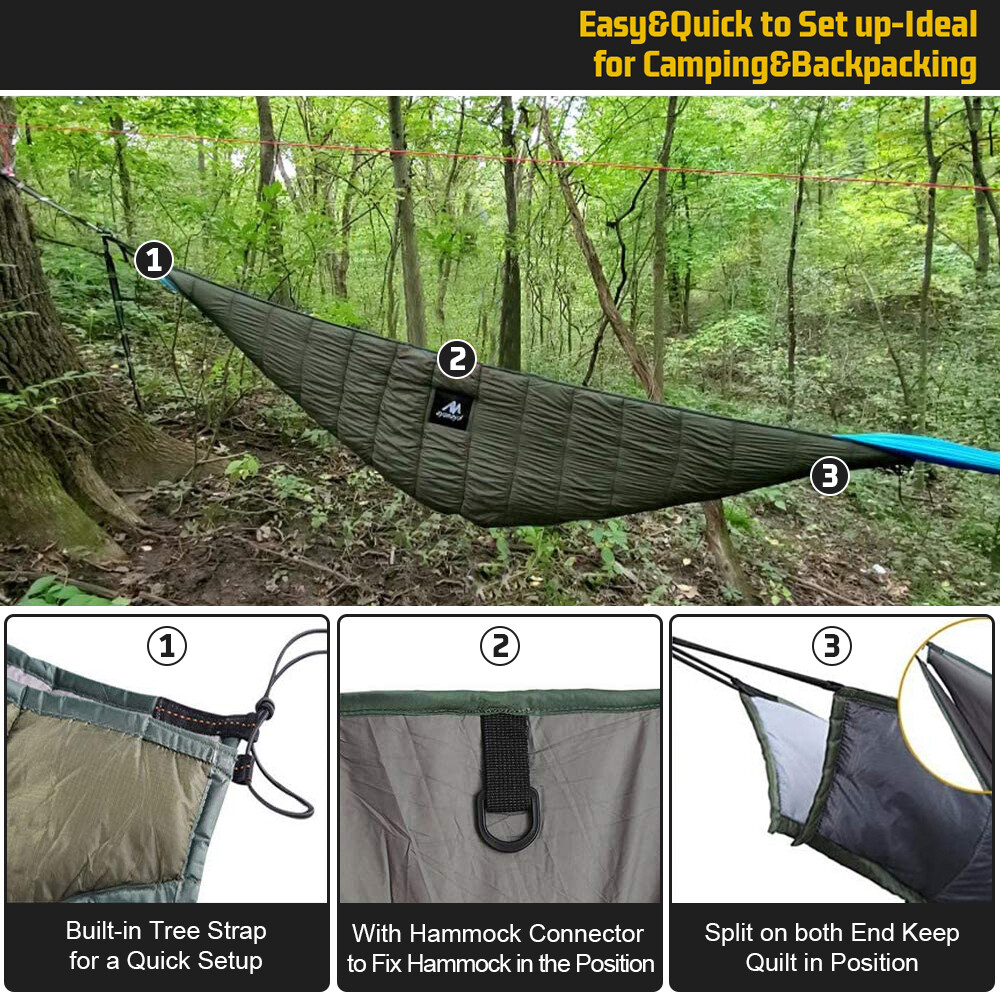 2 Person Outdoor Ultralight Camping Hammock Under Quilt Thermal Blanket Winter