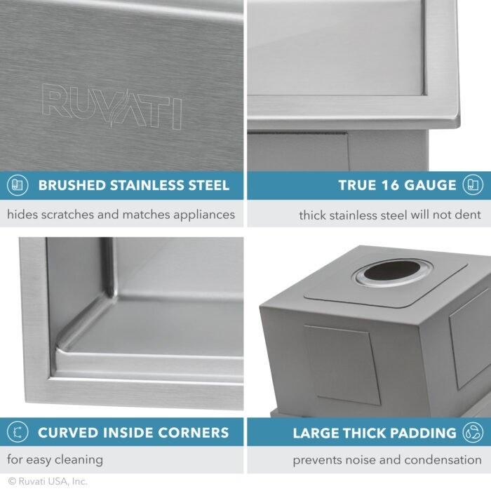 Ruvati 33 x 22 inch Workstation Topmount 16 Gauge Kitchen Sink - RVH8035