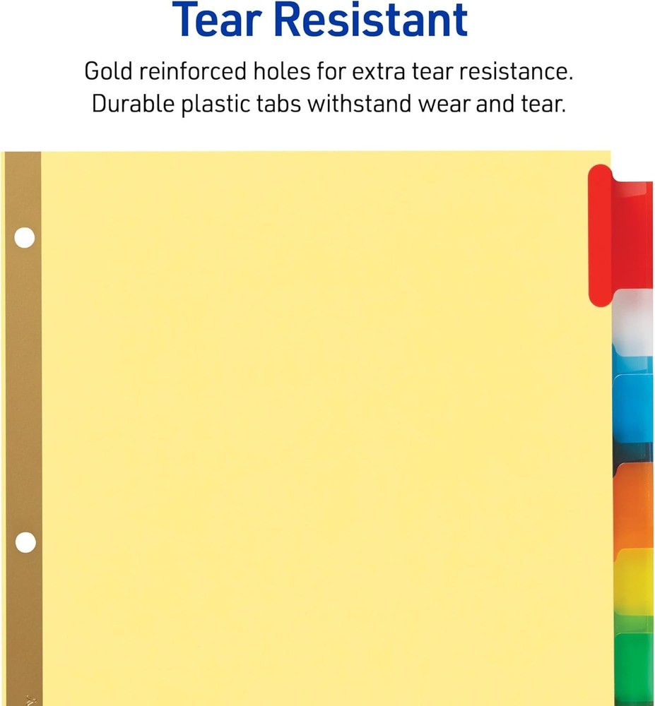 8-Tab Binder Dividers, Insertable Multicolor Big Tabs, 1 Set (11111)