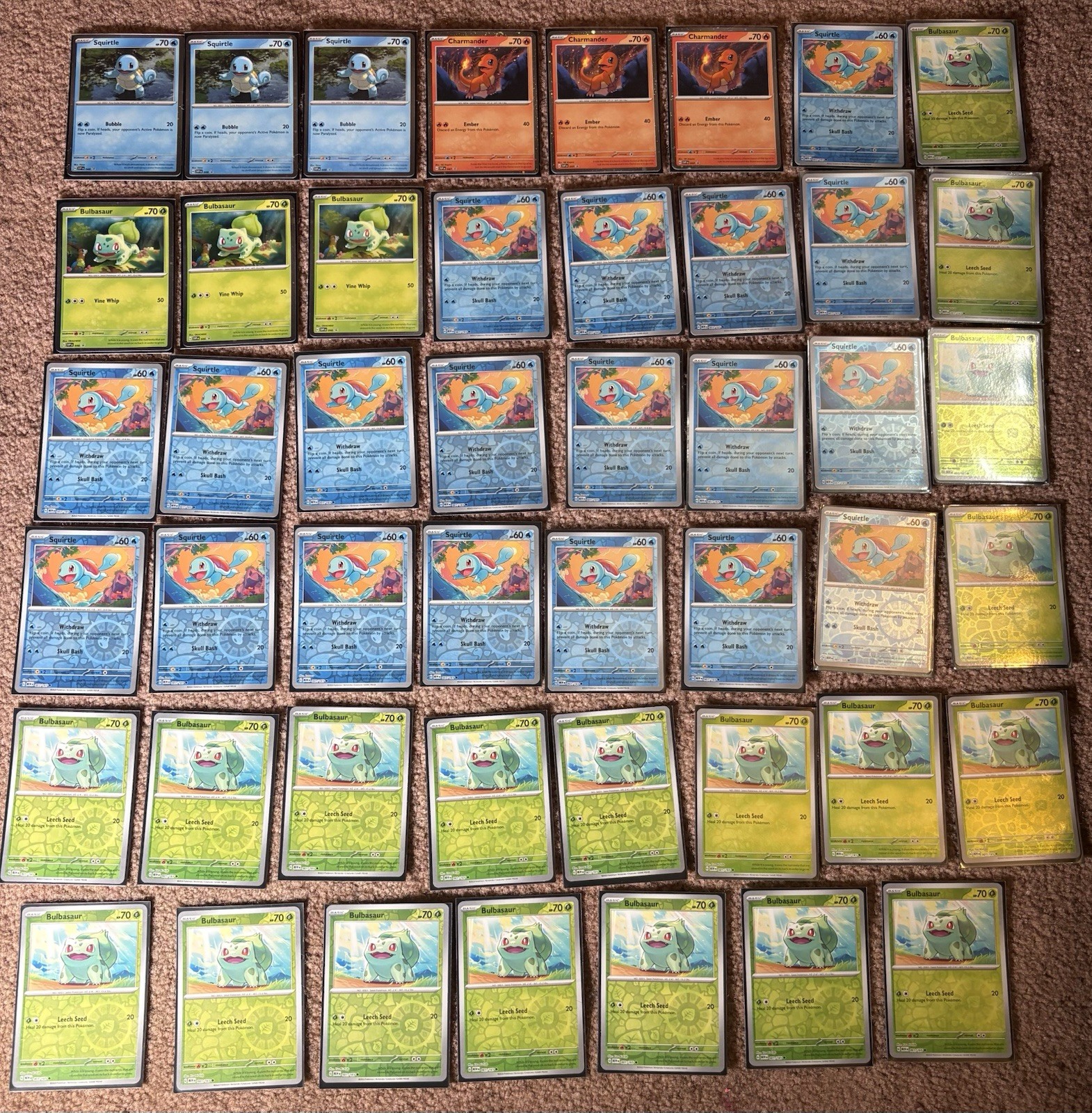 Pokemon Reverse Holo Lot 151 Squirtle Charmander Bulbasaur Etc Card Lot Of 47 NM