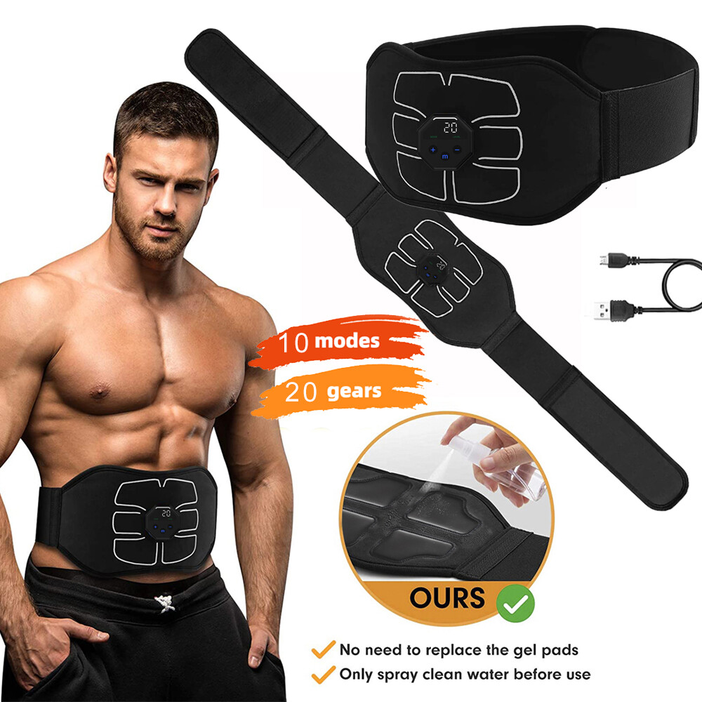 Rechargeable EMS Abdominal Muscle Toning Belt Trainer ABS Stimulator Toner Belt
