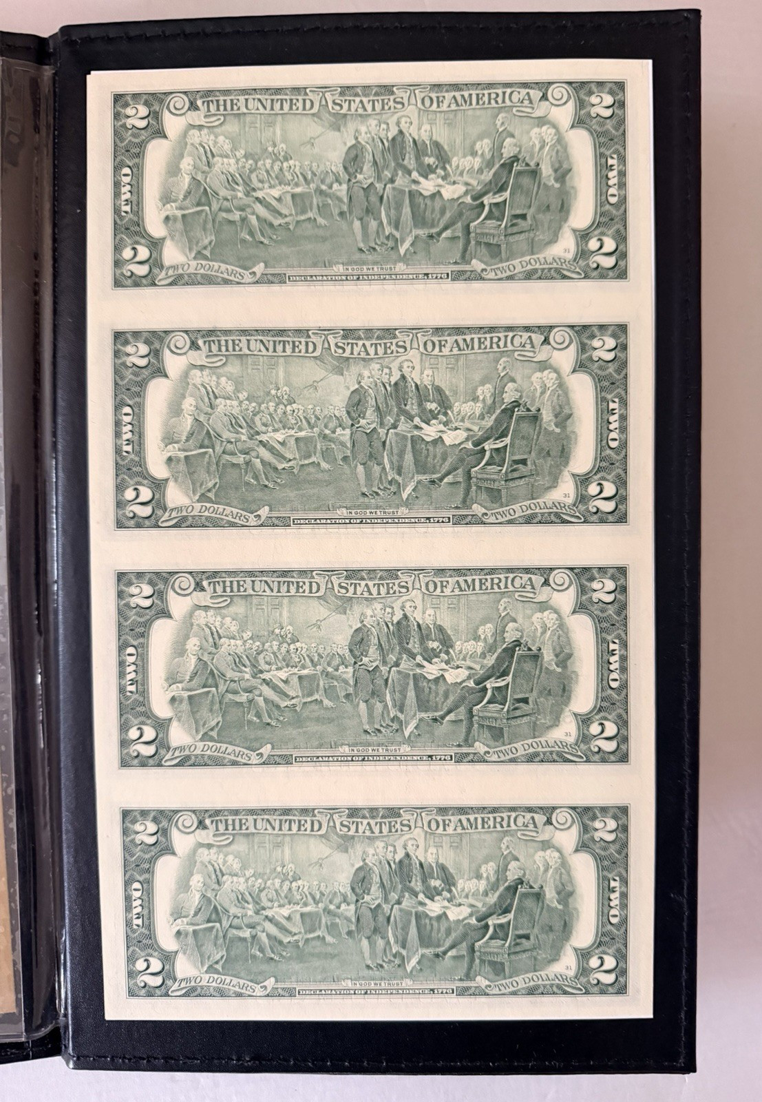 World Reserve Monetary Exchange Uncut Sheet $2 Dollar Bills 2003 Book/Folder COA