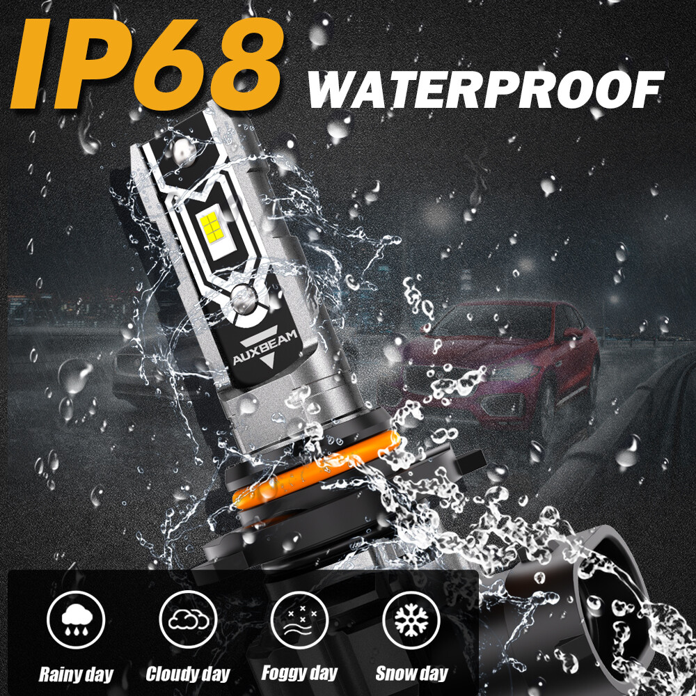 AUXBEAM H10 LED Fog Light Driving Bulbs 9145 9140 White 6000K Super Bright 120W