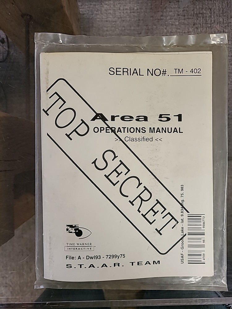 Area 51 Atari Arcade Operators Manual
