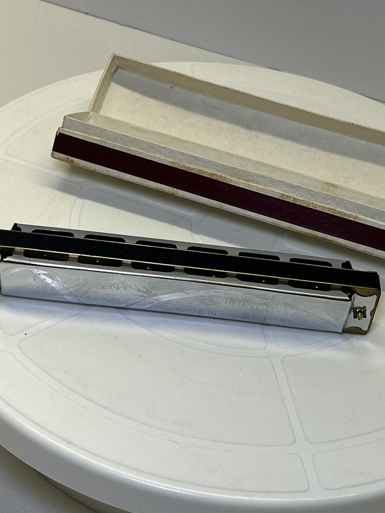 Blessing Harmonica With Etched Bird Patterns. Original In Box.