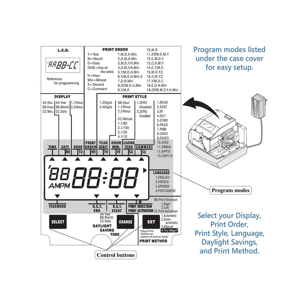 Lathem 1600e Time Clock Punch Machine & Document Stamp, Time Keeping System w...