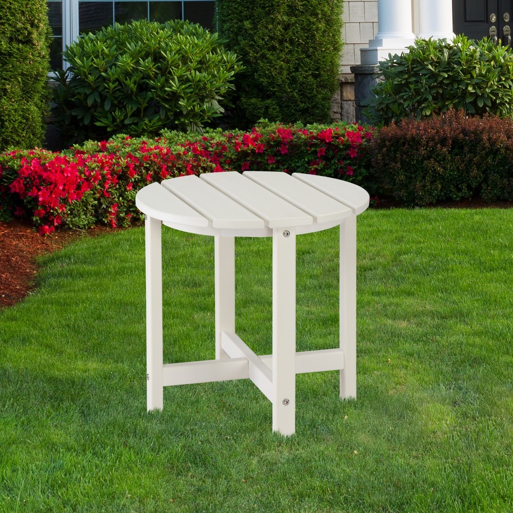 46cm Round White HDPE Side Table, Single Layer Modern Accent Table