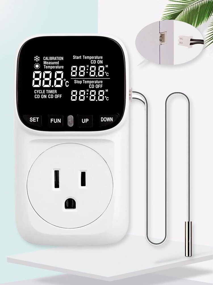 Digital Thermostat Outlet Plug Temperature Controller Outlet Socket 110V LCDsMvJ
