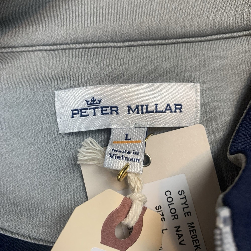 Peter Millar Pullover Men L Navy Perth Performance 1/4 Zip Sweater NWT *LOGO