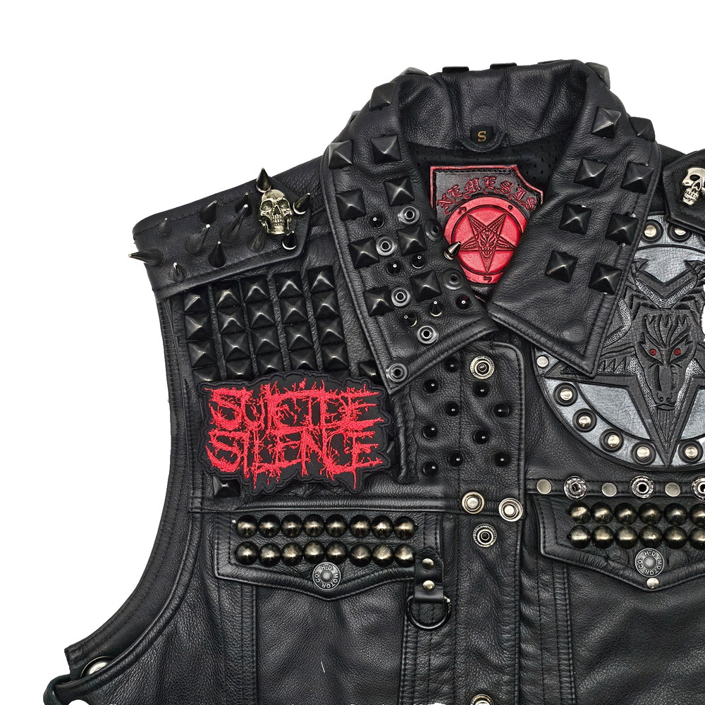 SUICIDE SILENCE RED LOGO (shaped border) EMBROIDERED PATCH