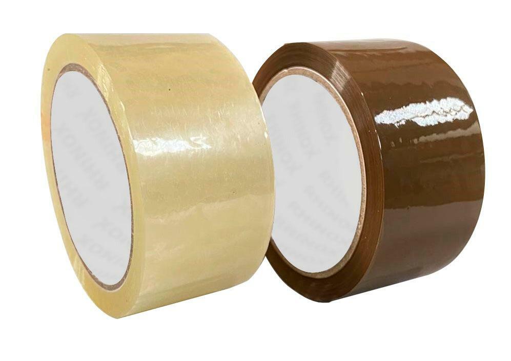 Clear Brown Parcel Tape Strong Packing Carton Sealing Tape 48mm x 66m 1 6 12 36
