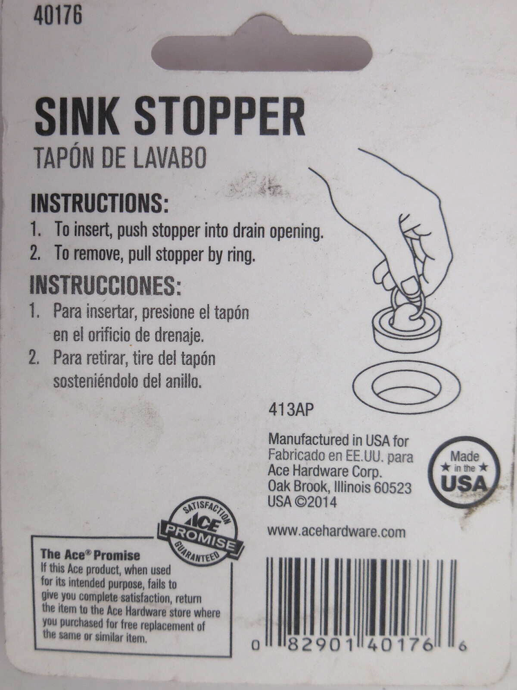 Ace 1-3/8" Diameter Solid Sink Stopper 40176 #810