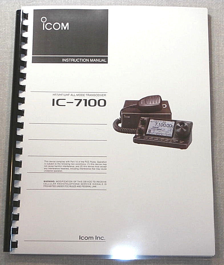 Icom IC-7100 Basic Instruction Manual - Card Stock & Protective Covers!