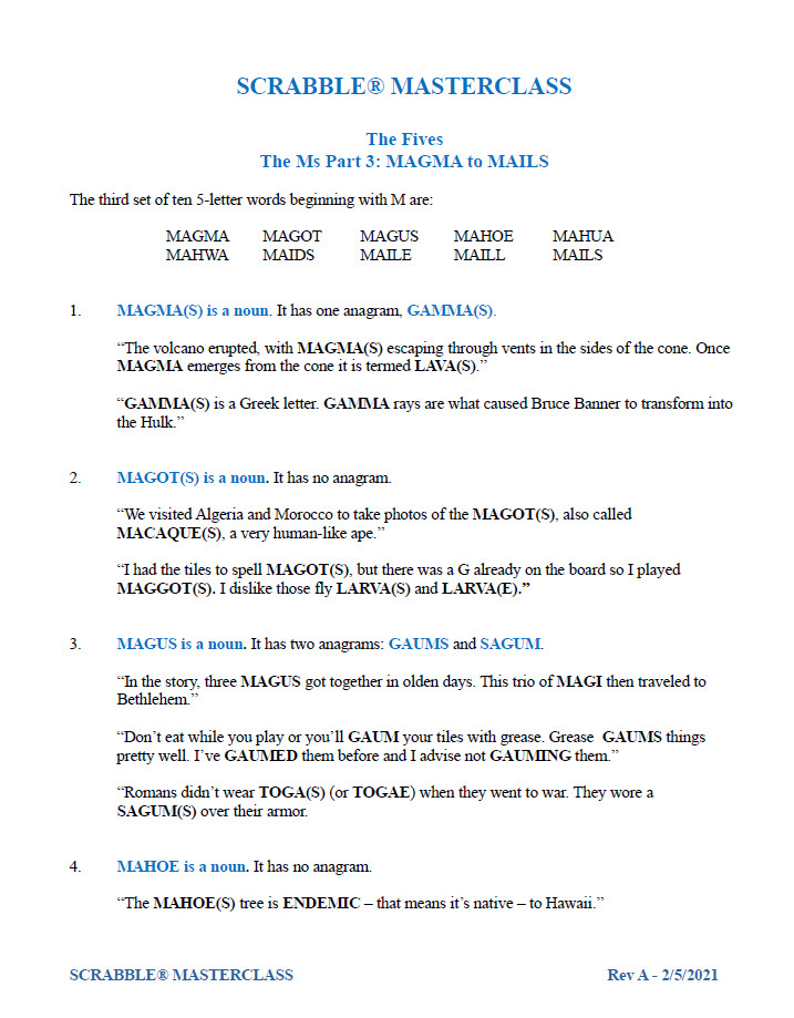 Scrabble Masterclass Subscription