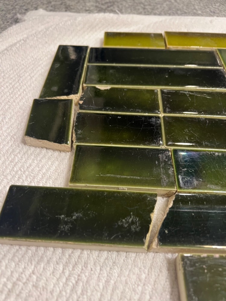 35 ANTIQUE FIREPLACE TILE SOLID GREEN, 3 greens