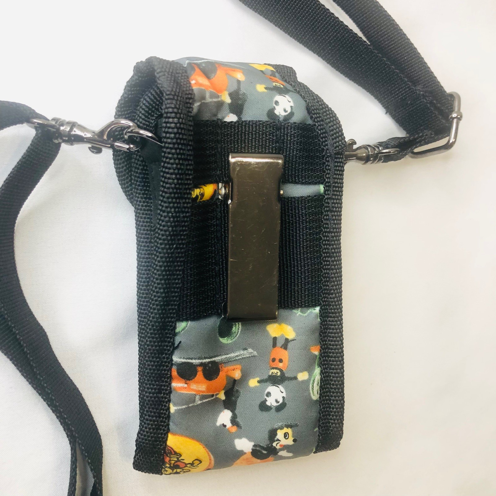 VTG Disney Mickey Mouse Mini Coin Purse Money Holder Bag Case Canvas Strap Clip