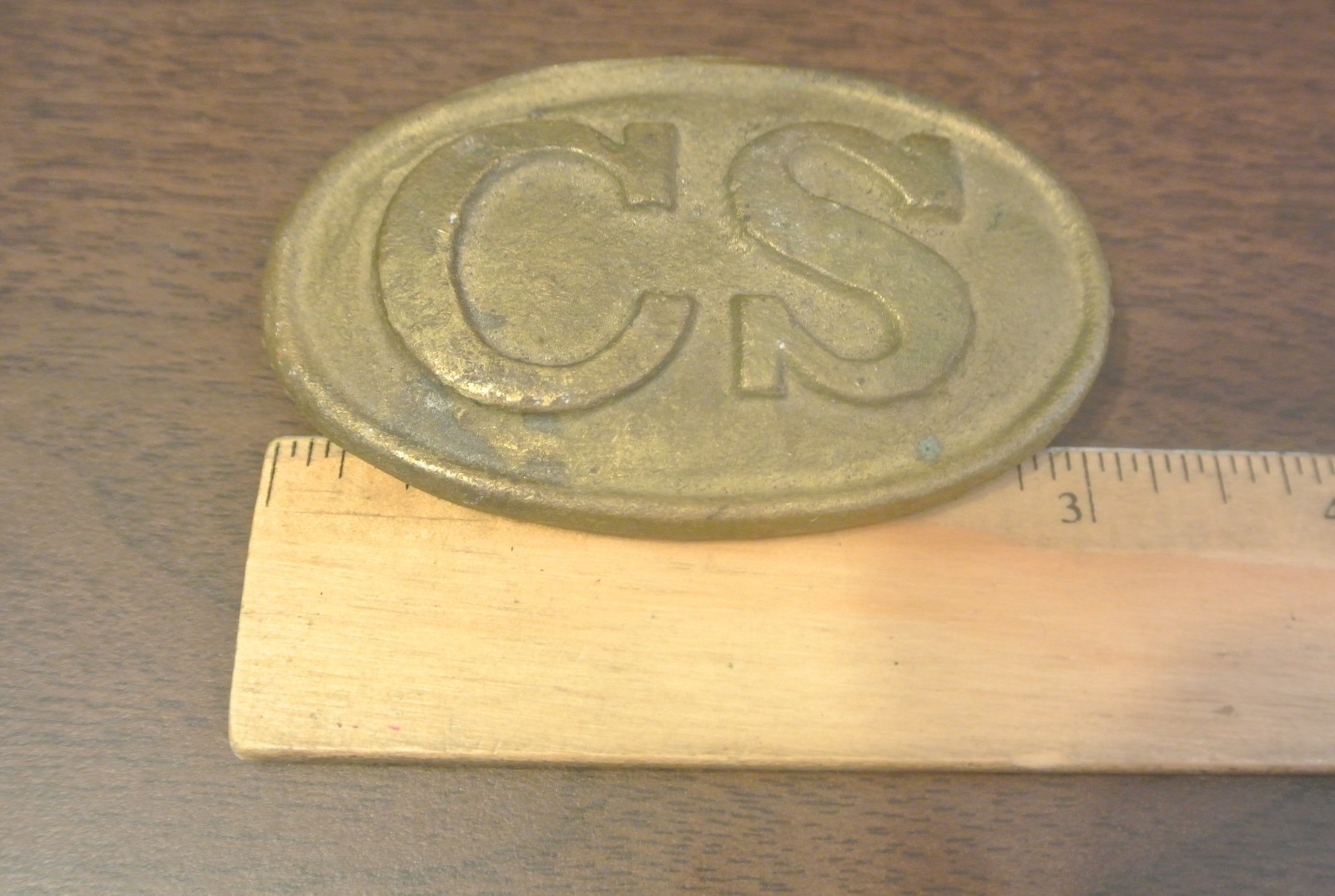 CIVIL WAR CONFEDERATE CS OVAL BELT BUCKLE