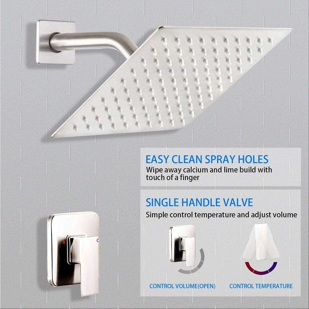 Complete Shower Trim Kit with 8-Inch Metal Head and Adjustable Angle Function