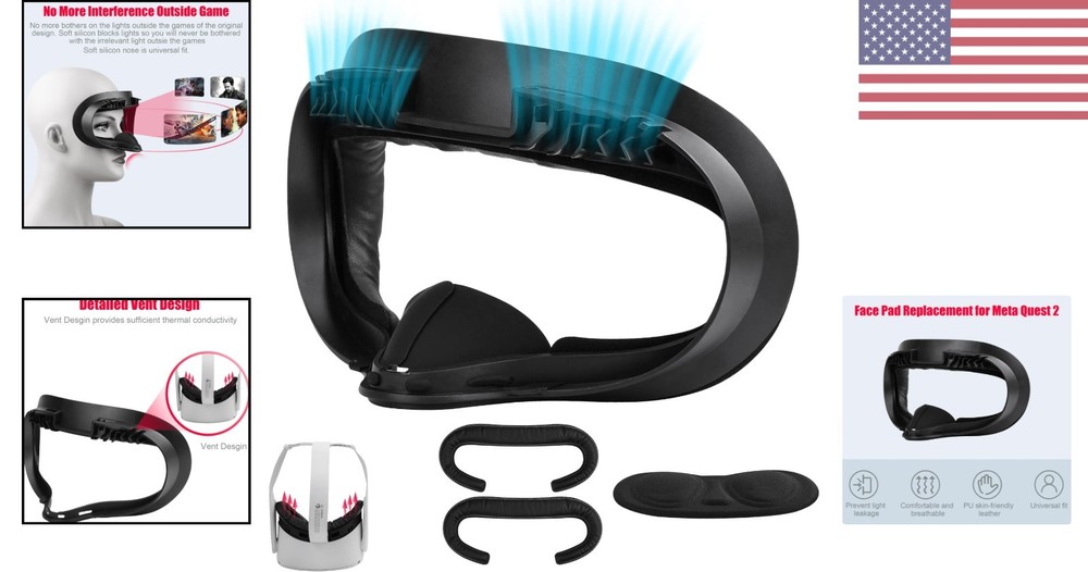 2-Pack Foam Replacement & Lens Protector for Oculus Quest 2 - Enhanced Comfort