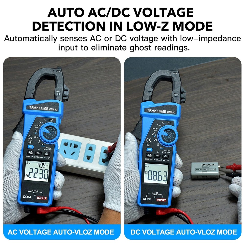 Clamp Meter Multimeter 6000 Counts Amp Meter Clamp AC/DC Current & Voltage Am...