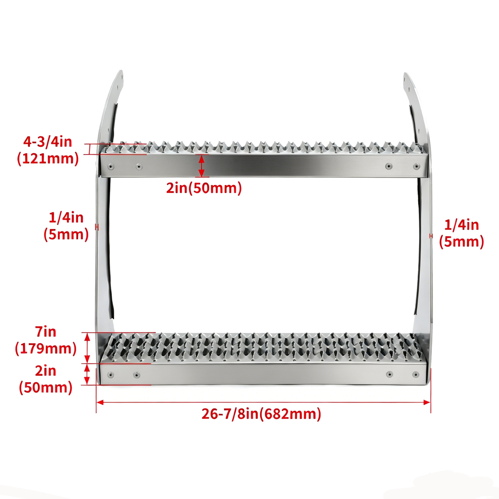 For Peterbilt 579 All Models Top & Bottom 26" Fuel Tank Step w/ Bracket Aluminum