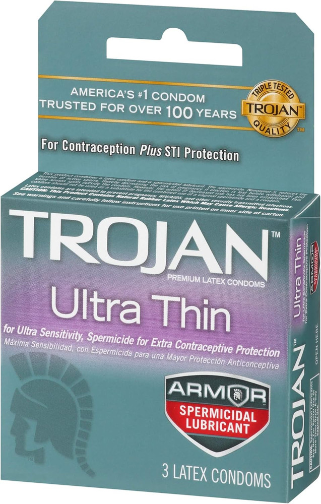 Condom Sensitivity Ultra Thin Spermicidal, 3 Count